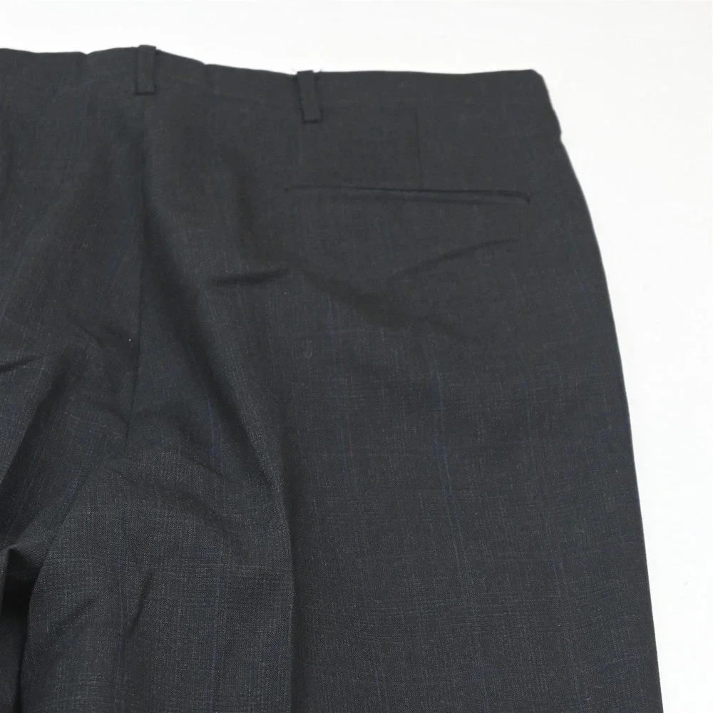 Vtg USA Made Hart Marx 44R 36x32 Gray Glenn Check 100% Wool Mens Suit